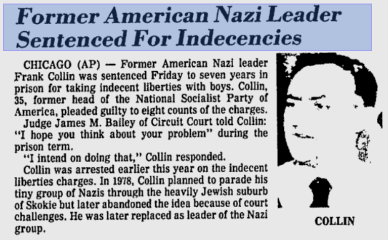 Daytona Beach Morning Journal, March 15, 1980
Former American Nazi Leader Sentenced for Indecencies 
