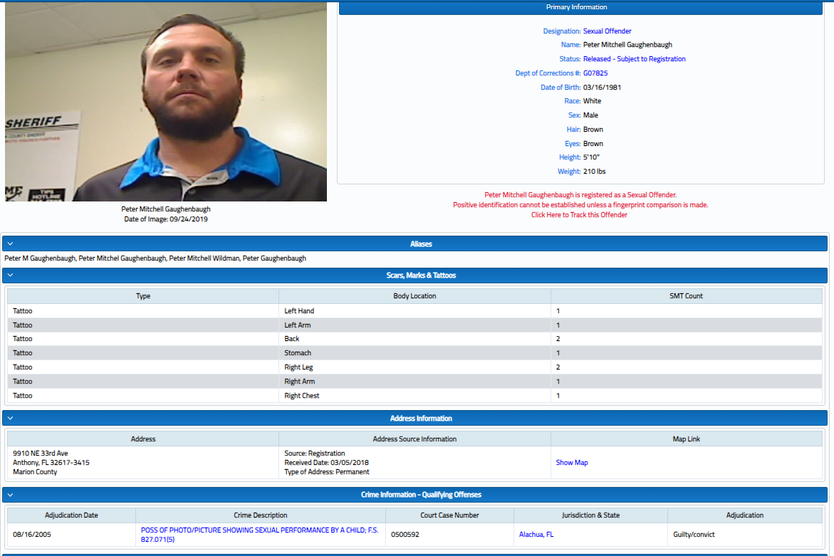 Florida Department of Law Enforcement
Peter Mitchell Gaughenbaugh