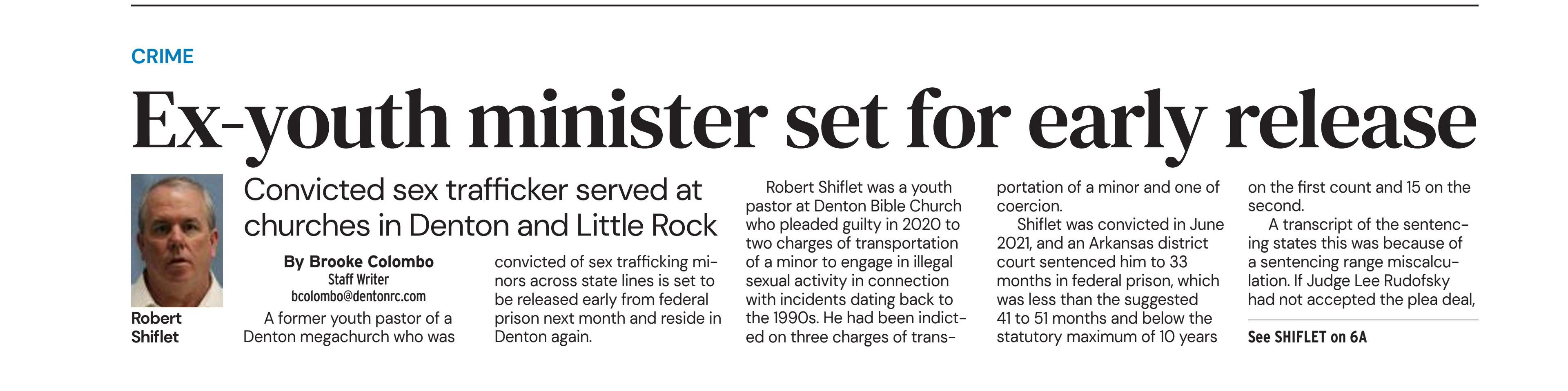 Ex-youth minister set for early release
Denton Record-Chronicle (TX)
January 7, 2023
