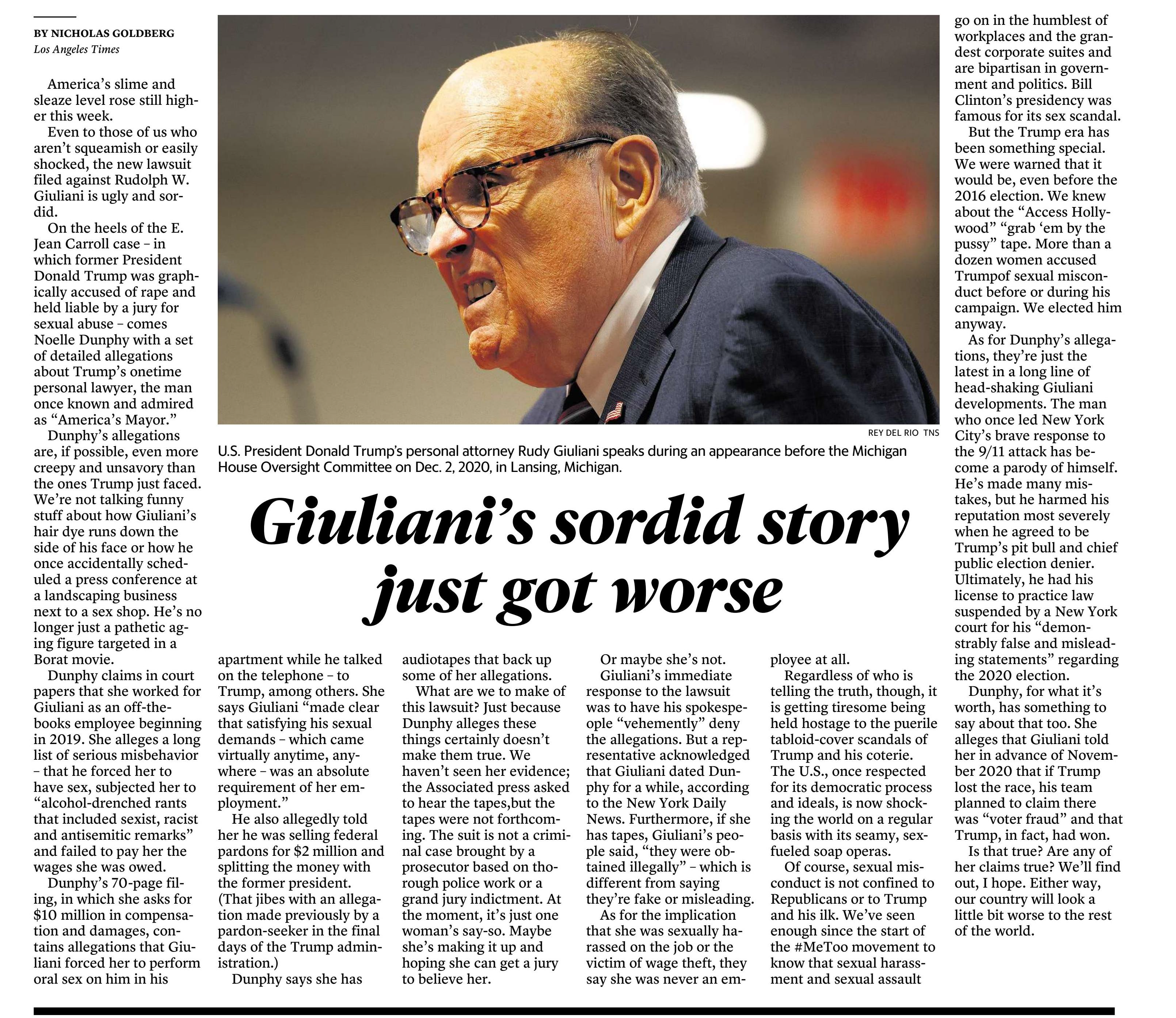 Giuliani's sordid story just got worse
Bellingham Herald, The (WA)
May 19, 2023