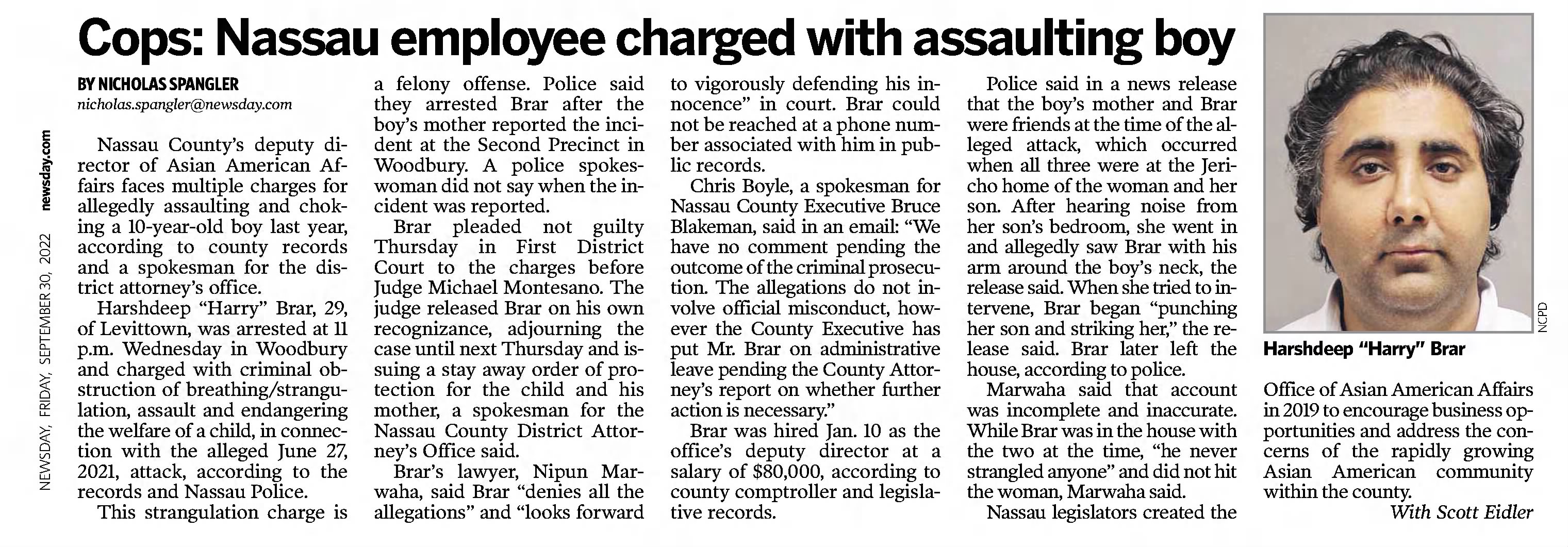 Cops: Nassau employee charged with assaulting boy 
Newsday
New York, New York &middot; Friday, September 30, 2022