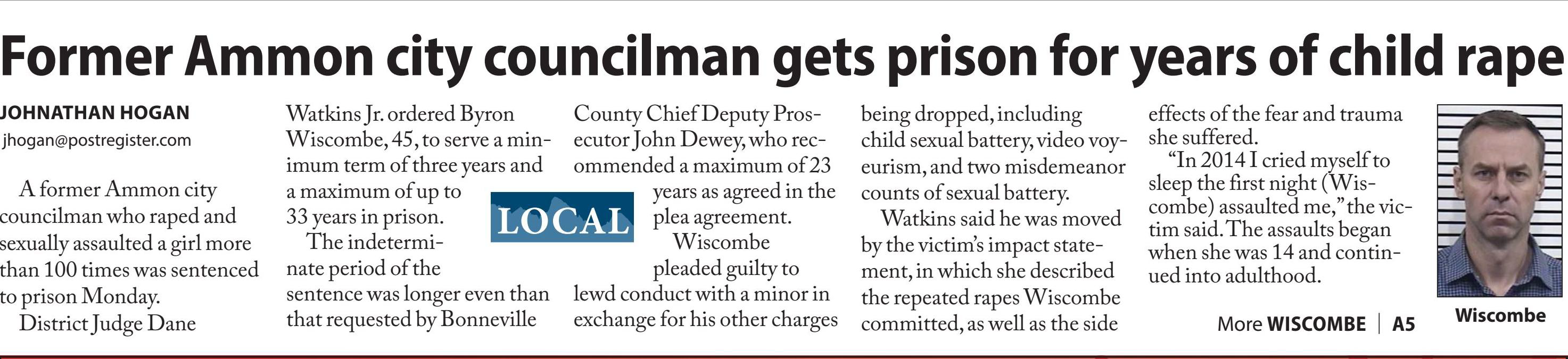 Former Ammon city councilman gets prison for years of child rape
Post Register (Idaho Falls, ID)
March 15, 2023