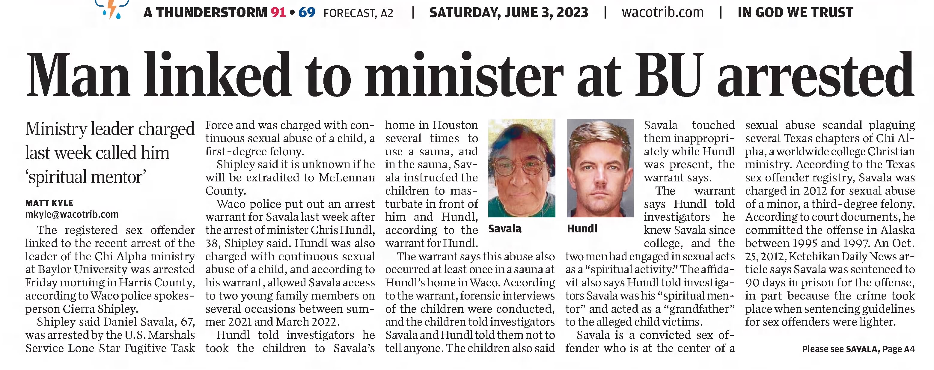 Man linked to minister at BU arrested
Waco Tribune-Herald
Waco, Texas · Saturday, June 03, 2023