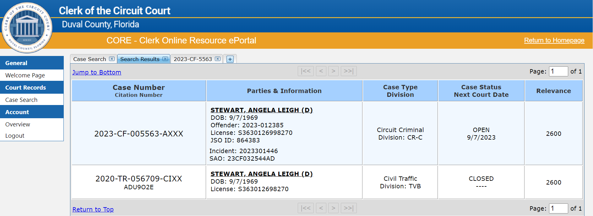 Search Results - the current case is on top