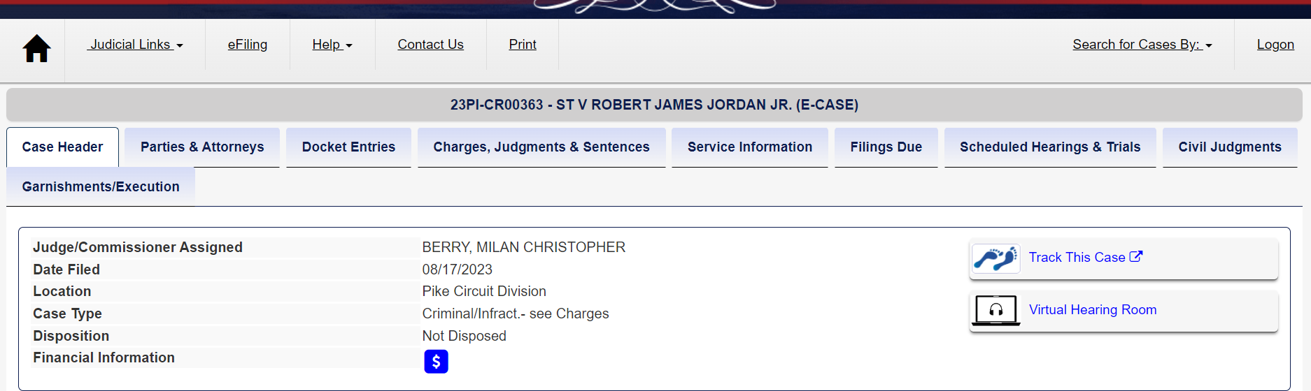 23PI-CR00363 - ST V ROBERT JAMES JORDAN JR. (E-CASE)