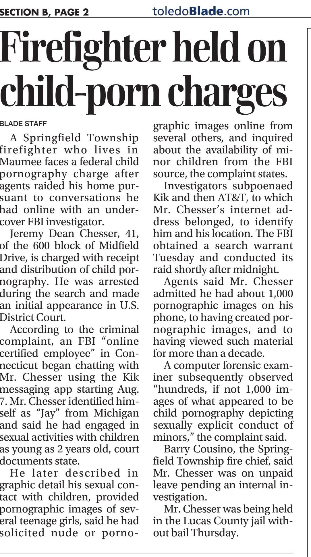 Toledo Blade: Maumee man charged with child-porn production, possession